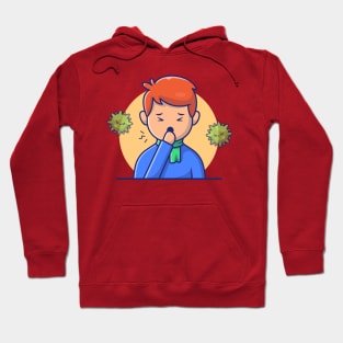 Boy with Fever And Flu Cartoon Hoodie